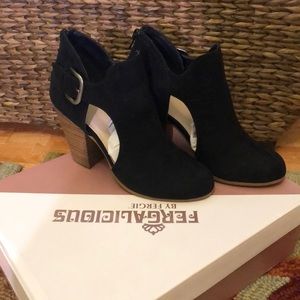 Cute black ankle booties with side cut outs